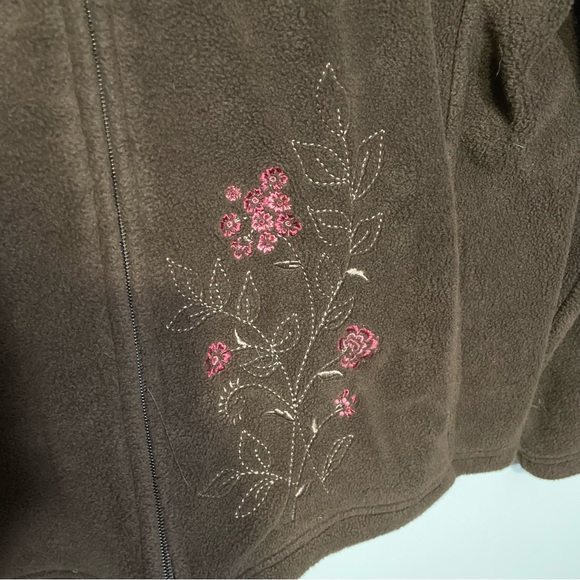 Carroll Reed Fleece‎ Zip Up Sweater with Floral Embroidery - XL - Picture 6 of 6